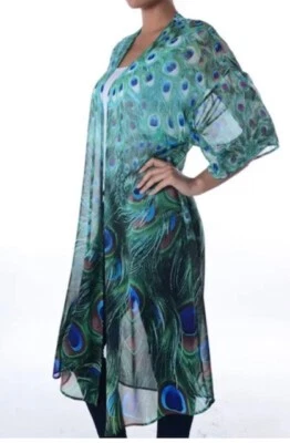 Cárdigan de gran tamaño estampado de pavo real Foto 1 de 4