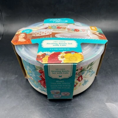 Juego de tazones redondos para hornear y almacenar cerámica floreciente de lujo de 6 piezas Pioneer Woman Foto 1 de 4