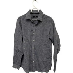 Hart Schaffner Marx Linen Dress Shirt Mens Large Purple Classic Button Up L/S - Picture 1 of 7