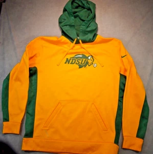 Nike Therma-Fit NDSU Bison Pullover Hoodie Sweatshirt Gold Green L Pockets - Picture 1 of 9