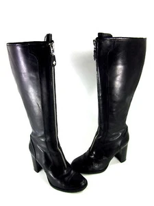 FIFI & ELVIS WOMEN'S GRANDOISE KNEE-HIGH FASHION BOOTS BLACK LEATHER US SIZE 7 M - Picture 1 of 5