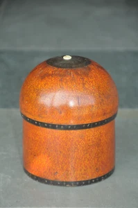 Vintage Wooden Handcrafted Dome Shape Orange Lacquer Powder Box - Picture 1 of 9