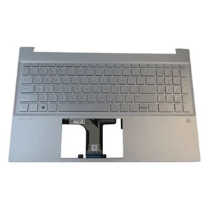 HP 15-eg0076nr Original OEM New Silver Laptop Palmrest w/ Keyboard - Picture 1 of 2