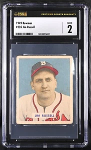 1949 Bowman #235 Jim Russell Boston Braves - Rookie Card - Hi # - CSG 2 Good - Picture 1 of 2