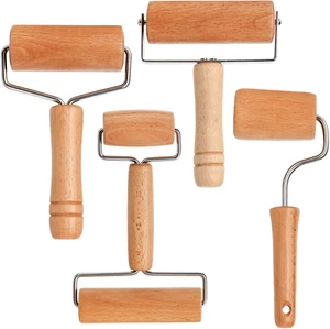 4 Pack Wood Pastry Pizza Roller, Non Stick Wooden Rolling Pin for Home, Professi - Picture 1 of 12