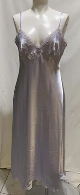❤️Jones New York Slip Gown Dress Lavender Satin Lace Trim Elegant Sexy Size M - Image 1 of 4