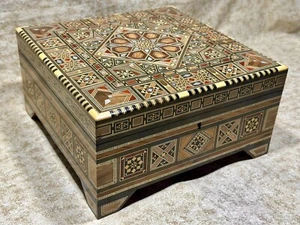 Handmade Jewelry Box With Lock From Lebanon - Safety Chest Real Handmade Large - Picture 1 of 11