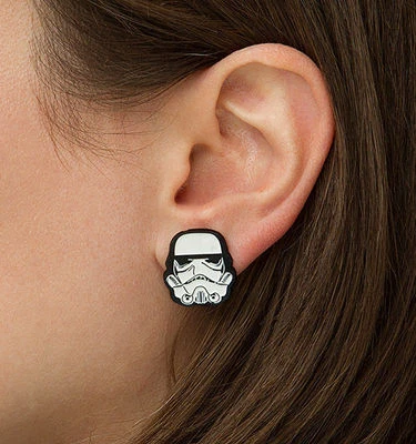 NUEVO Aretes Oficiales Disney Star Wars STORMTROOPER, Acero Inoxidable Esmalte Foto 1 de 4