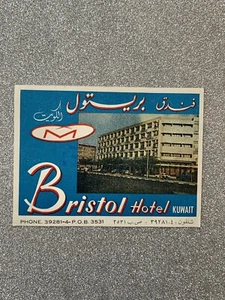 Bristol Hotel Luggage Label Kuwait Vintage - Picture 1 of 4