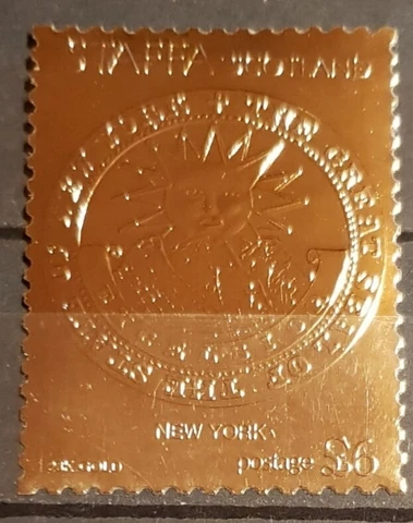 STAFFA SCOTLAND THE GREAT SEAL OF THE STATE OF NEW YORK STAMP 23K GOLD MNH Cover
