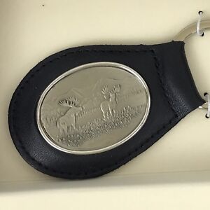 Barlow Moose Minted Keychain Black Premium Leather
