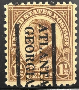 ATLANTA , GEORGIA Precancel 1 1/2 Cent HARDING Stamp. - Picture 1 of 1