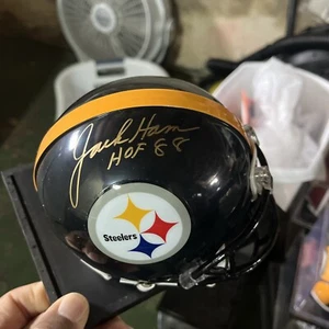 Signed Pittsburgh Steelers Jack Ham Mini Football Helmet With Jack Hologram - Picture 1 of 4