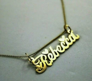 Charm Ciondolo Nome Personalizzato Oro Giallo Massiccio 10K Con/Fuori Catena Rolo - Foto 1 di 15