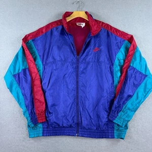 Chaqueta cortavientos vintage años 90 Nike para hombre L bloques de color azul rojo verde azulado nailon - Imagen 1 de 9