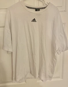 Herren Adidas T-Shirt Gr. XL weiß mit schwarzen Streifen Baumwolle Activewear Freizeit - Bild 1 von 6