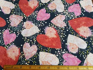 Quilting Treasures Turnowsky All My Love Hearts Confetti on Black Cotton-FQ - Picture 1 of 1