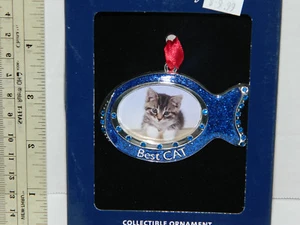 BEST Cat 2 3/4 inch Christmas Holiday Tree Pet Ornament Insert cat photo Decor - Picture 1 of 4