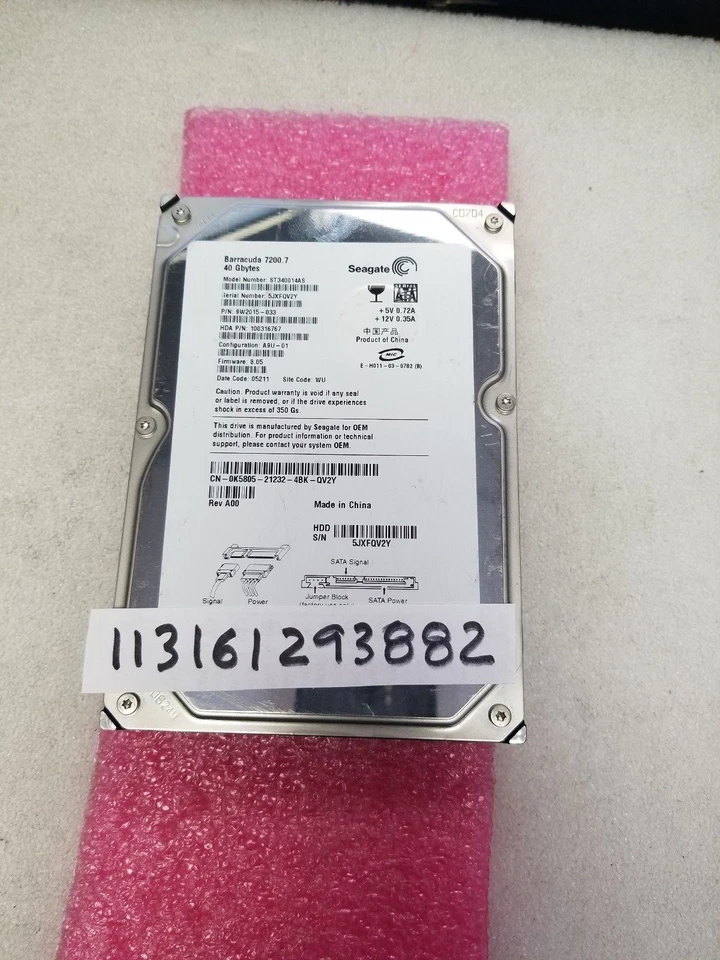 Seagate Barracuda 40GB SATA Hard Drive ST340014AS Dell K5805 9W2015-033 7200RPM - Image 1 of 1