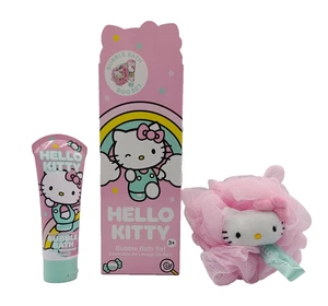 Hello Kitty Bubble Bath Duo Set 75ml + Body Puff Loofah - Strawberry Scent Gift - Picture 1 of 6