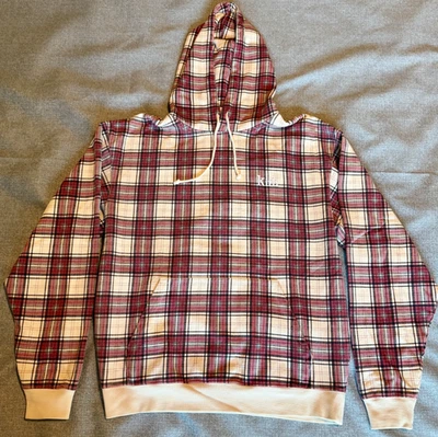 KITH 连帽套衫男式小号红色格子图案标志休闲口袋运动衫 — 第 1/4 张图片