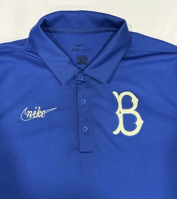 Nike Cooperstown LA Dodgers Brooklyn Retro DRI-Fit Polo Shirt Medium Vintage MLB - Image 1 of 4