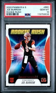 Panini Rookies & Stars #RR1 2020 Joe Burrow Rookie Rush RC - PSA 10 gemas como nuevo - Imagen 1 de 2
