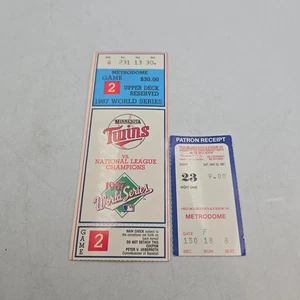 1987 World Series Game 2 Minnesota Twins Ticket Stub & Patron Receipt - Picture 1 of 2