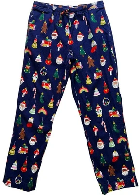 Pantalones de pijama de franela navideña elásticos talla mediana azul Hanna Andersson para hombre Foto 1 de 4