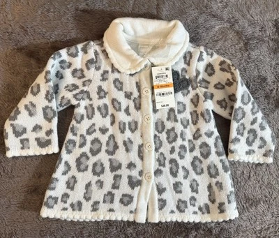 NUEVO CON ETIQUETAS First Impressions Bebé Marfil Gris Estampado Animal Suéter Chaqueta 12 Meses Foto 1 de 3