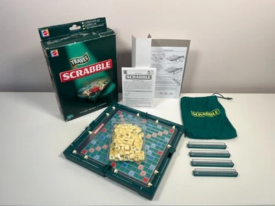 Travel Scrabble Board Game With Clip in Tiles & Hard Case  - Mattel 2005 - VGC - Image 1 of 4