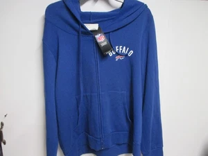 SUDADERA CON CAPUCHA BUFFALO BILLS (NEW ERA) PARA MUJER CREMALLERA COMPLETA (PEQUEÑA) NUEVA CON ETIQUETAS AZUL ¡GENIAL! - Imagen 1 de 8