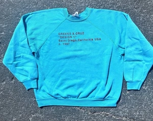 Vintage 70s 80s Teal Blue Raglan Sweatshirt Size M Crewneck Stenciled USA Gusset - Bild 1 von 6
