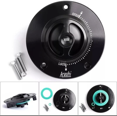 Tapa del tanque de gasolina de combustible CNC sin llave apta para Suzuki GSXR GSR 600/750 GSXR 1000 03-18 BK Foto 1 de 4