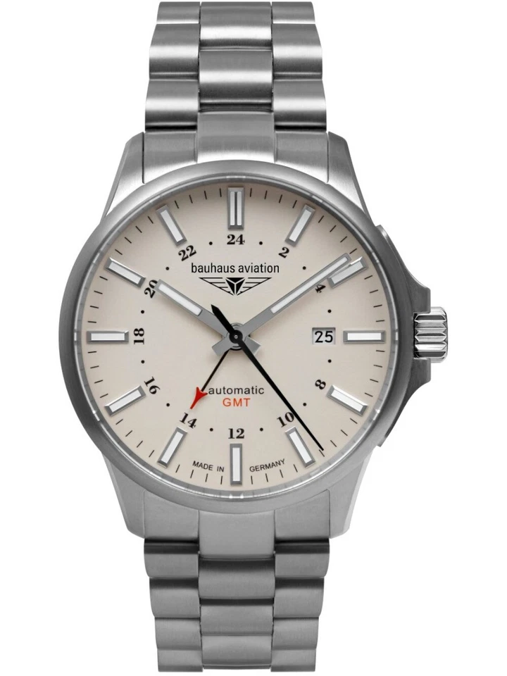Bauhaus 2868M-5 Orologio Uomo Aviation Automatico Titanio GMT 42mm 10ATM