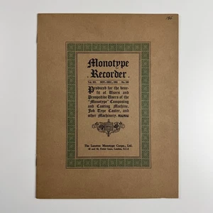The Monotype Recorder November December 1921 Vol XX No 186 - Picture 1 of 8