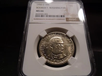 1950-D MS66 Booker T Washington Silver Commemorative NGC Certified Gem - White - Image 1 of 4