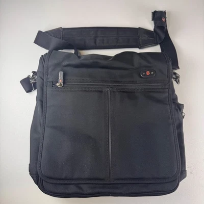 Victorinox Black Nylon Messenger Bag Crossbody Adjustable Strap Laptop Tablet - Image 1 of 4