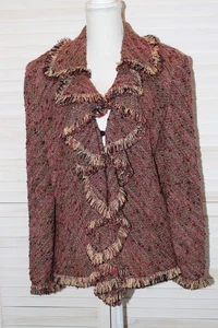 St John Designer "Couture" Tweed Sakko Fransen Rüschen Knopfleiste Größe 14 - Bild 1 von 5