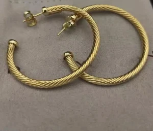 david yurman earrings hoops Gold color No Box No Bags - Picture 1 of 2