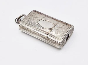 EARLY VICTORIAN STERLING SILVER DUAL CIGAR CUTTER & VESTA CASE Birmingham 1856 - Picture 1 of 7
