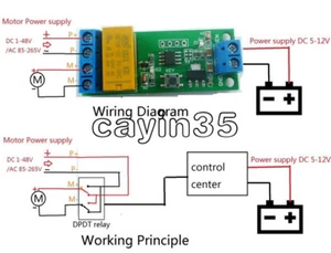 1 x DC 5V-12V DPDT controllo inversione relè polarità motore CW CCW timer ritardo MCU - Foto 1 di 7