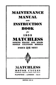 (0730) 1953 Matchless Single cylinder models maintenance manual - Picture 1 of 1