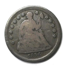 Media moneda de diez centavos de plata libertad sentada 1856 H10c Philadelphia 5c - Imagen 1 de 2