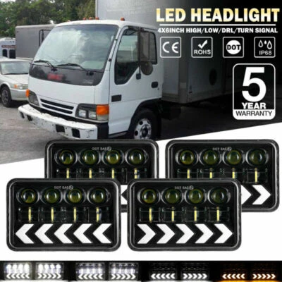 Faros LED PUNTO 4x6"" haz sellado alto-bajo para Peterbilt Kenworth T800 W900 Foto 1 de 4