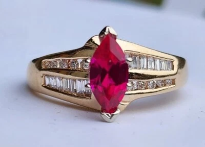 14k Diamond Engagement Ring w/ Lab Created Ruby - Image 1 of 4