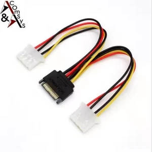 20 cm SATA 15 pin femmina a 2x IDE Molex 4 pin maschio adattatore cavo alimentazione - Foto 1 di 5