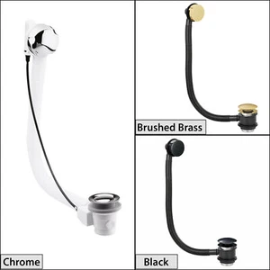 Modern Bath Pop-Up Waste Plug with Overflow Chrome/Black/Brushed Brass - Picture 1 of 8