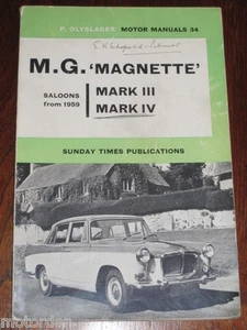 MG Magnette Sedán de 1959 Mark III y IV poco común 1962 libro mal estado PUBLICACIÓN GRATUITA - Imagen 1 de 8