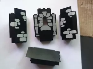 LEGO Black CASTLE PANEL WALLS 4444 From 6090 Stone Decorated Pattern Front - Picture 1 of 4